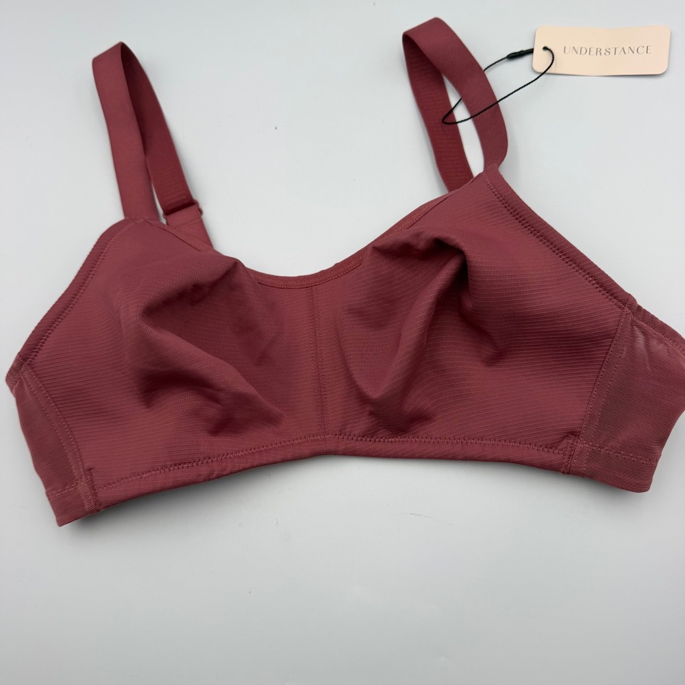 Understance Anti-Chafe Cooling Wireless Unpadded Demi Bra Deep Crimson 32DD